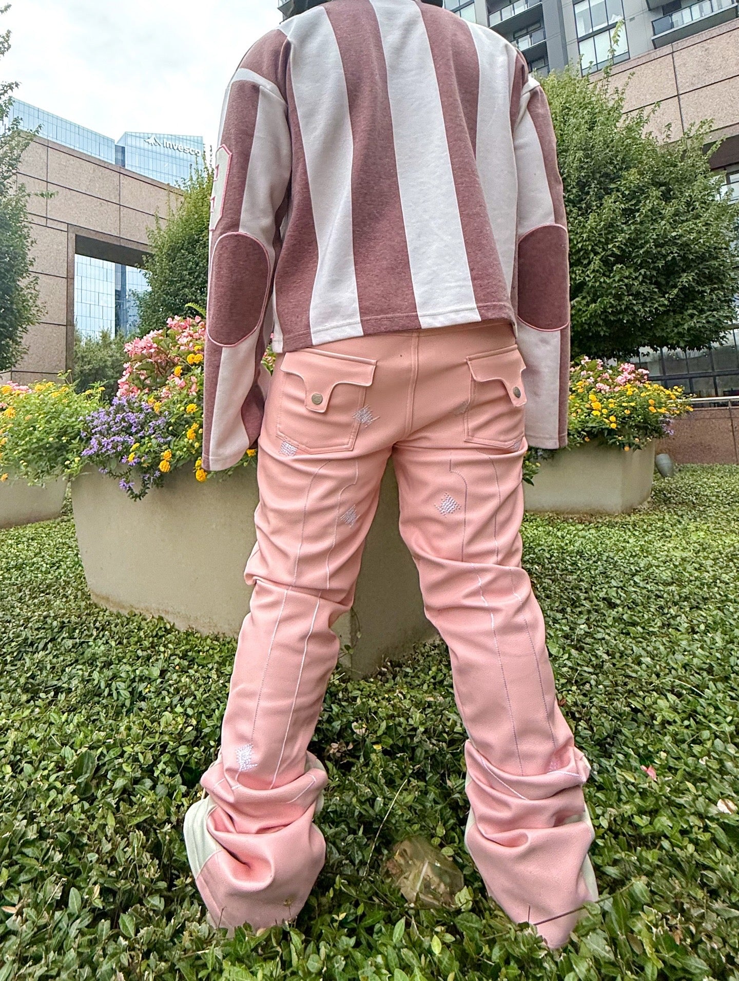 Salmon Pink “Sig T” Leather Pants