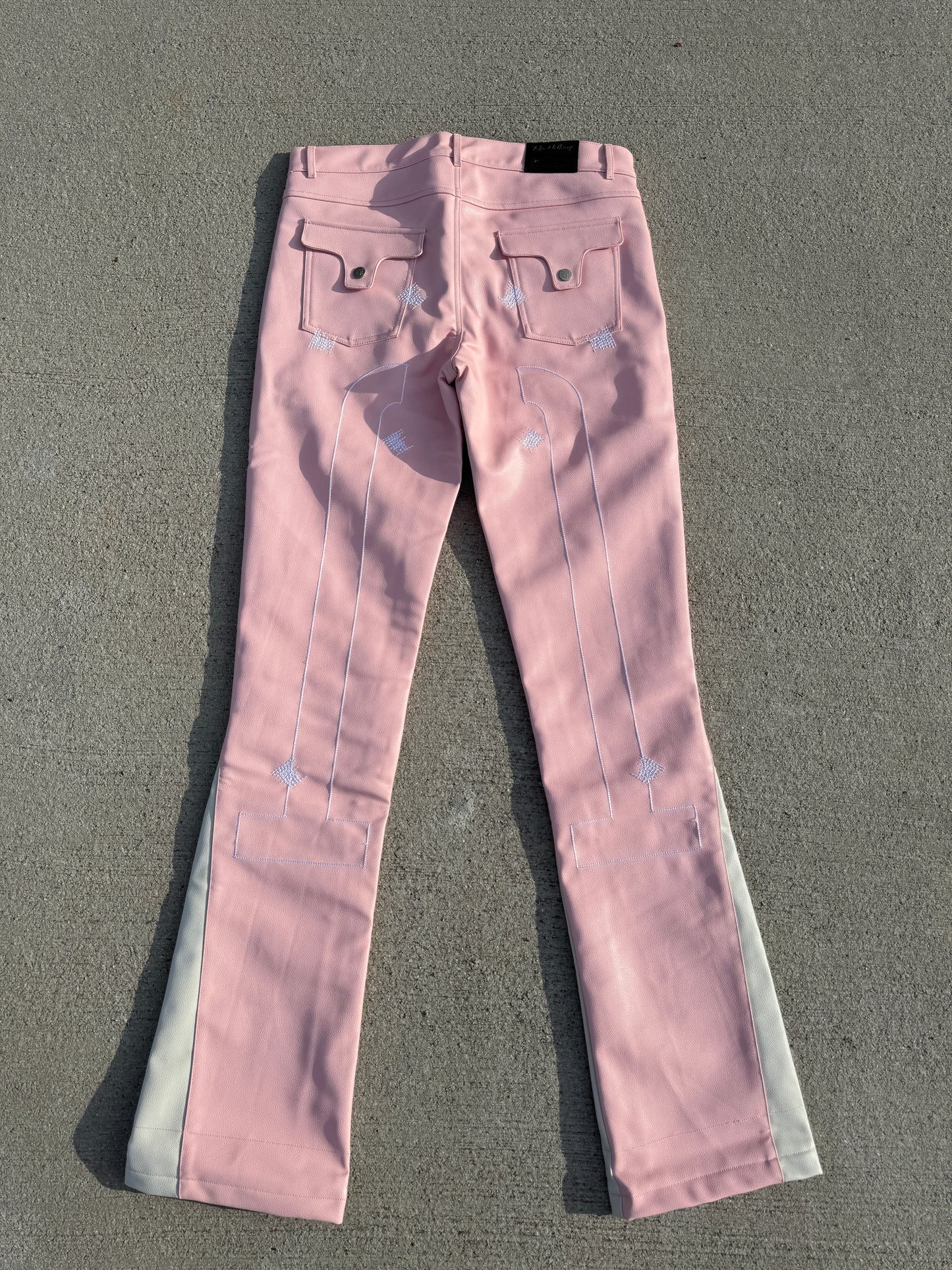 Salmon Pink “Sig T” Leather Pants