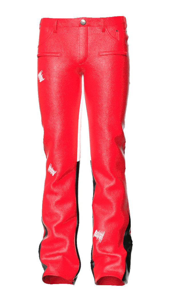Vivid Red “Sig T” Leather Pants