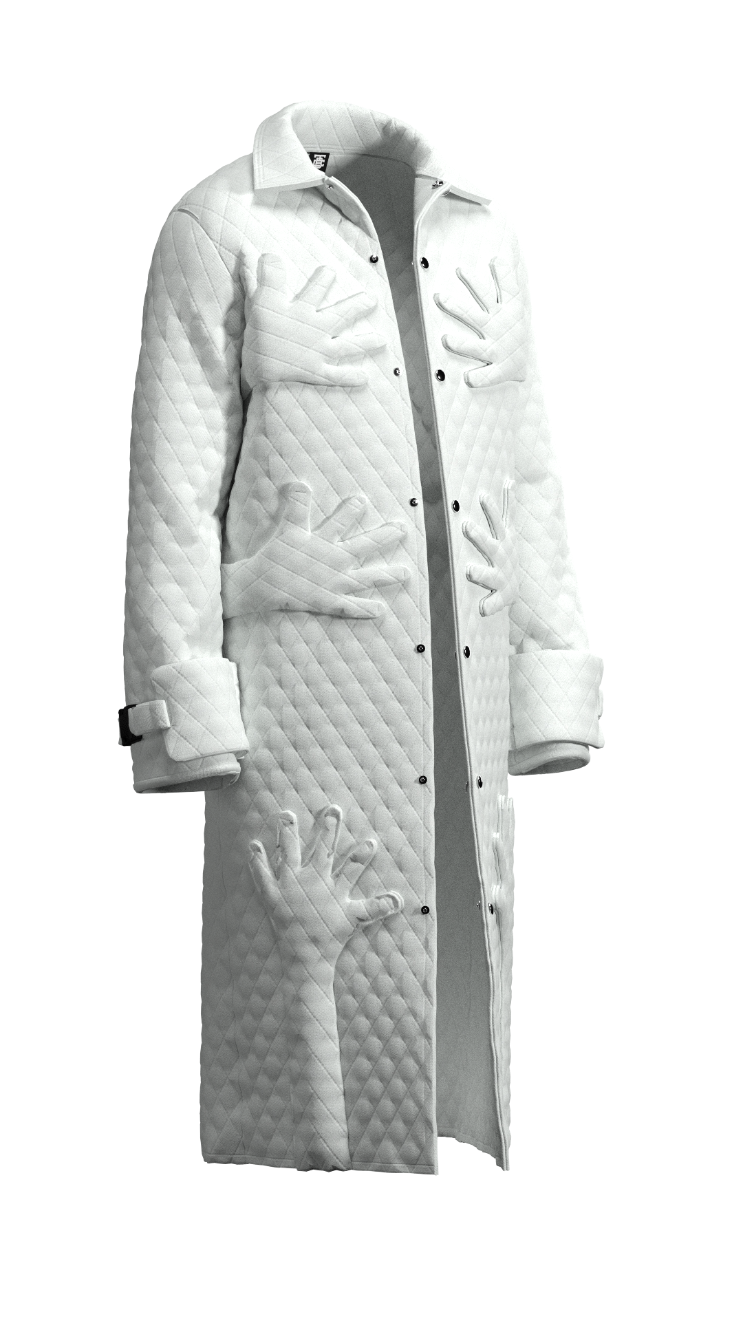 White “Self Care” Quilted Trench Coat
