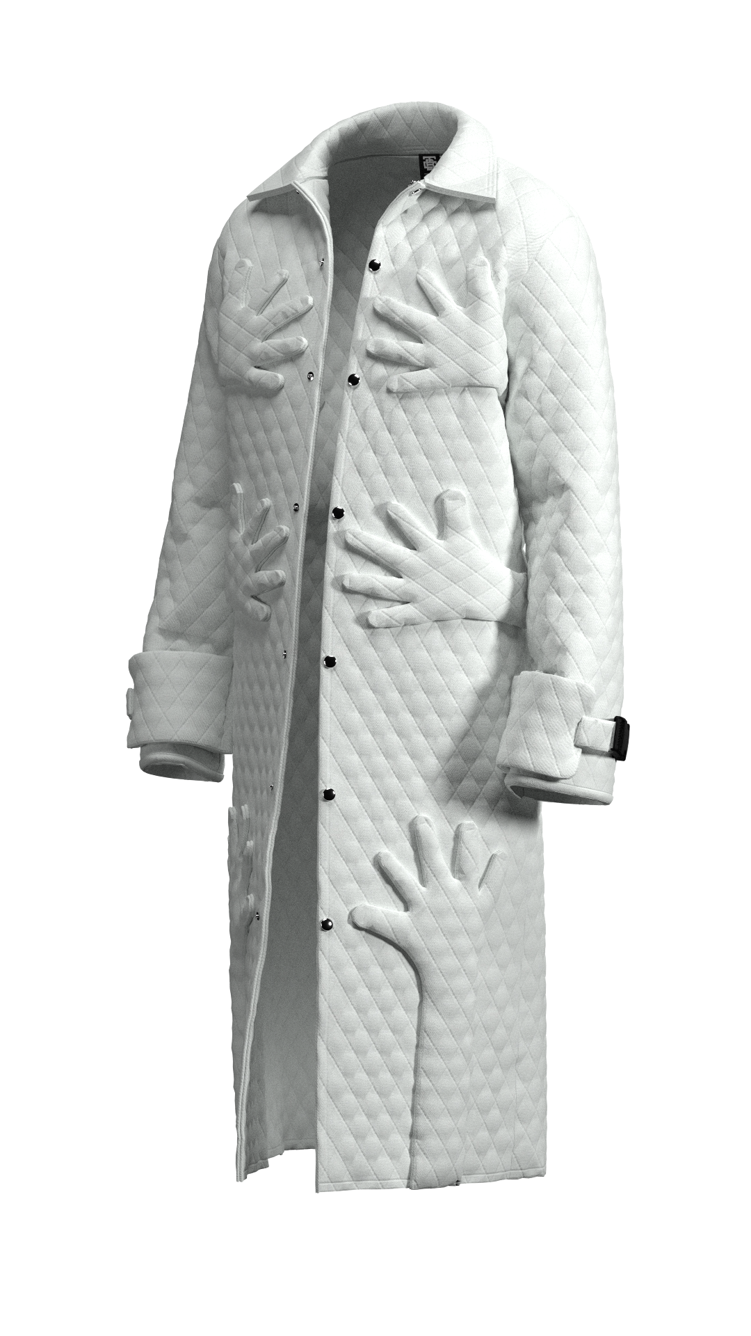 White “Self Care” Quilted Trench Coat
