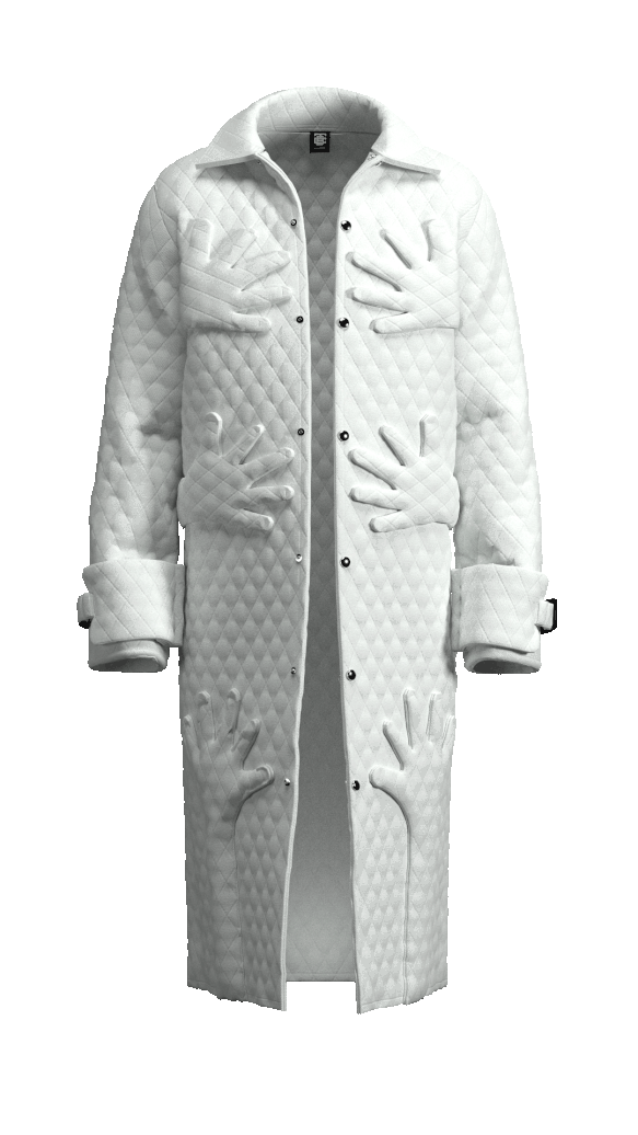 White “Self Care” Quilted Trench Coat