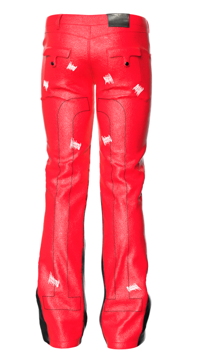 Vivid Red “Sig T” Leather Pants