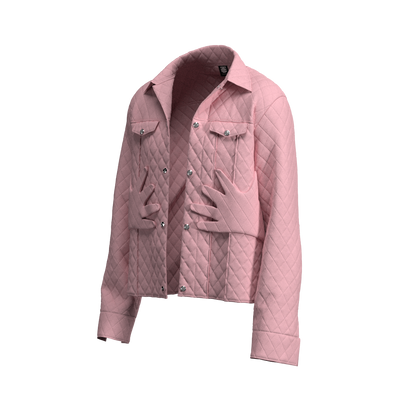 Salmon Pink “Self Care” Quilted Jacket