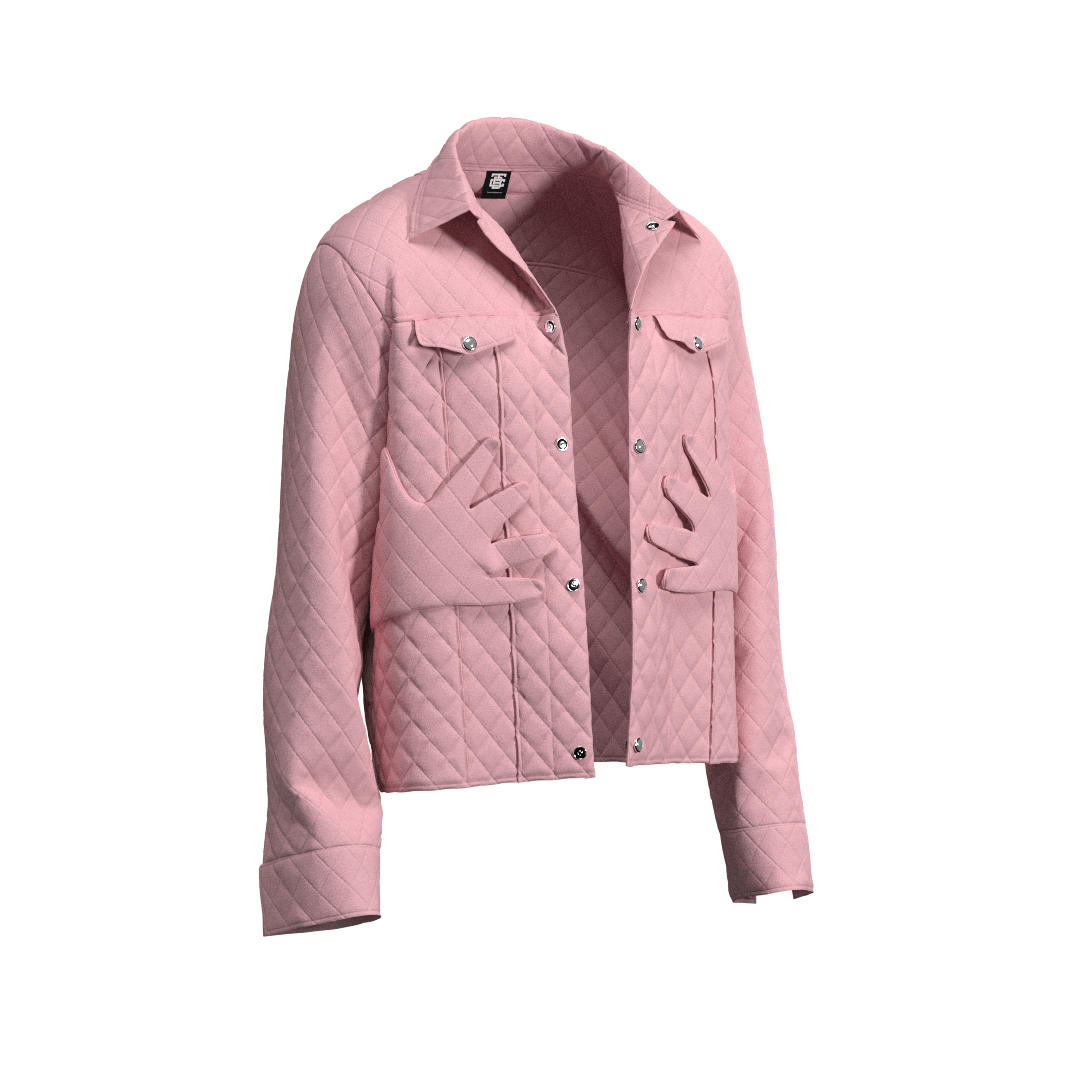 Salmon Pink “Self Care” Quilted Jacket