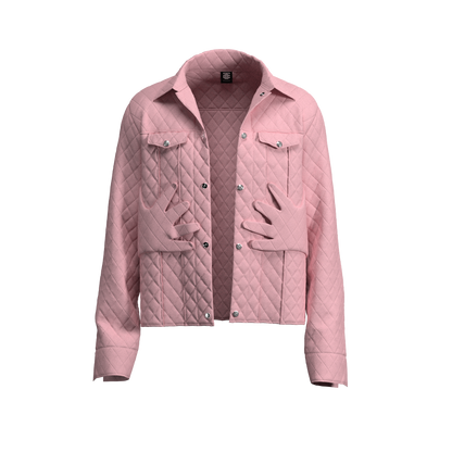 Salmon Pink “Self Care” Quilted Jacket