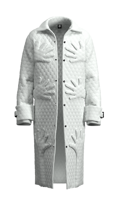 White “Self Care” Quilted Trench Coat