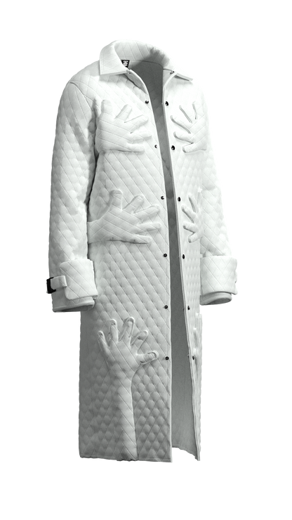 White “Self Care” Quilted Trench Coat