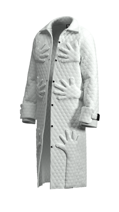 White “Self Care” Quilted Trench Coat